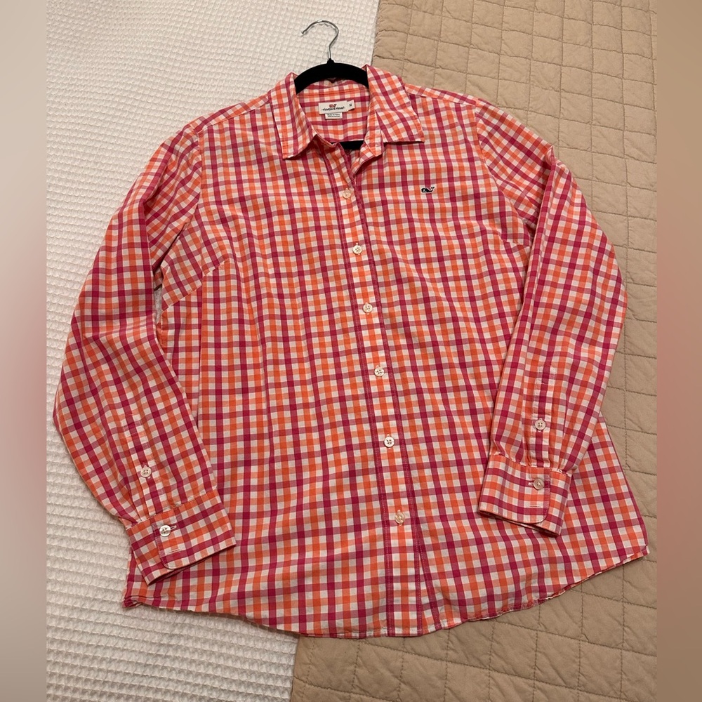 Vineyard Vines Red/Orange Checkered Shirt